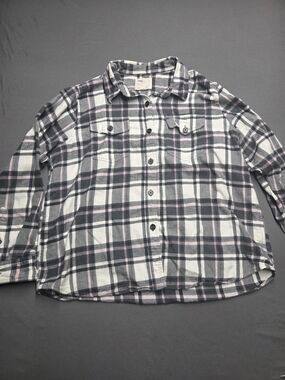 Tilley Inspired by Life Out of Doors Grey Pink Plaid Flannel Shirt Women's XL